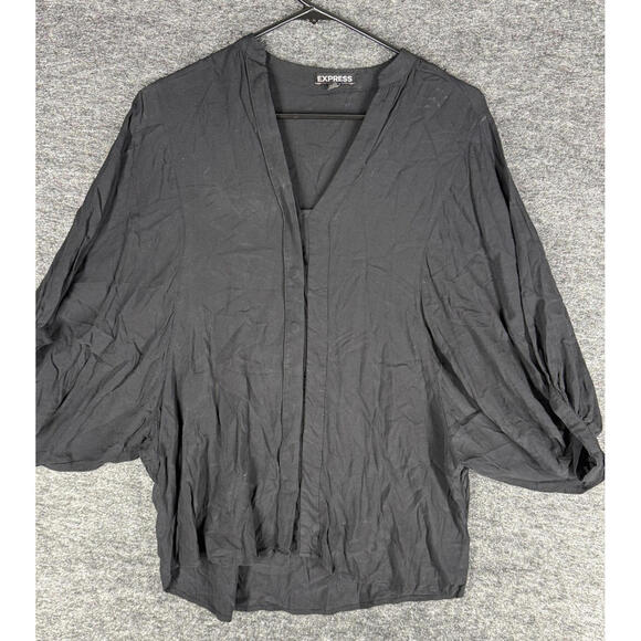Express Tops - Express Blouse Women S Small Black V-Neck 3/4 Sleeve Rayon Casual Solid